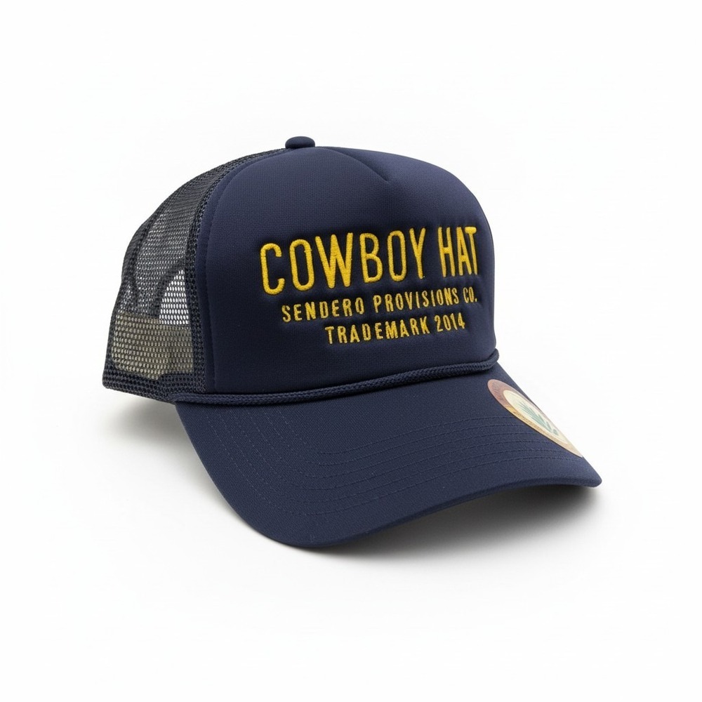 Sendero Provisions Co Cowboy Hat Trucker Snapback Navy Blue Mesh Cap NEW